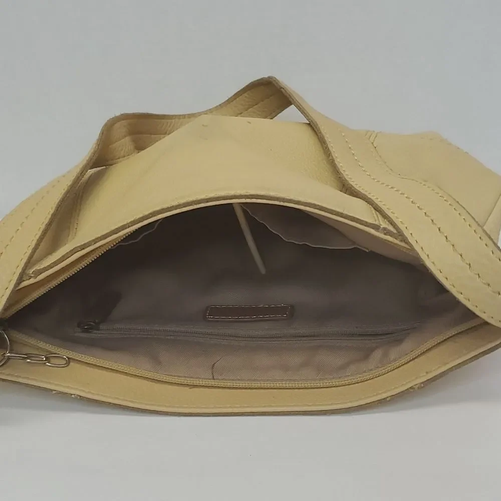 The Sak De Young Yellow Pebble Leather Hobo Shoulder Bag Top Zip